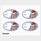 Sticker Ovale Christmas Weimaraner (Feuille)