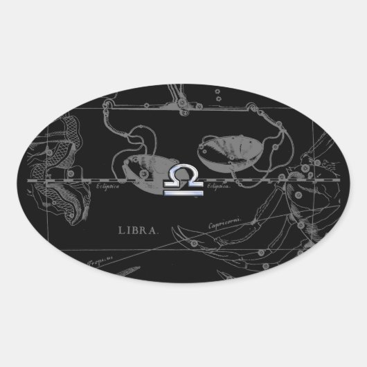 Sticker Ovale Chrome Argent comme Libra Zodiac Connexion Heveliu (Devant)
