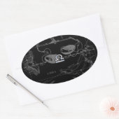 Sticker Ovale Chrome Argent comme Libra Zodiac Connexion Heveliu (Enveloppe)