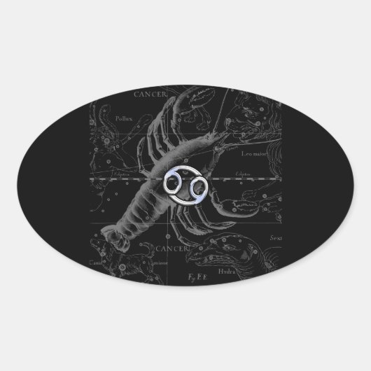 Sticker Ovale Chrome comme Cancer Zodiac Connexion Hevelius (Devant)