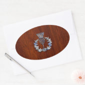 Sticker Ovale Chrome Comme Mahogany Bois Grain Scottish Thistle (Enveloppe)