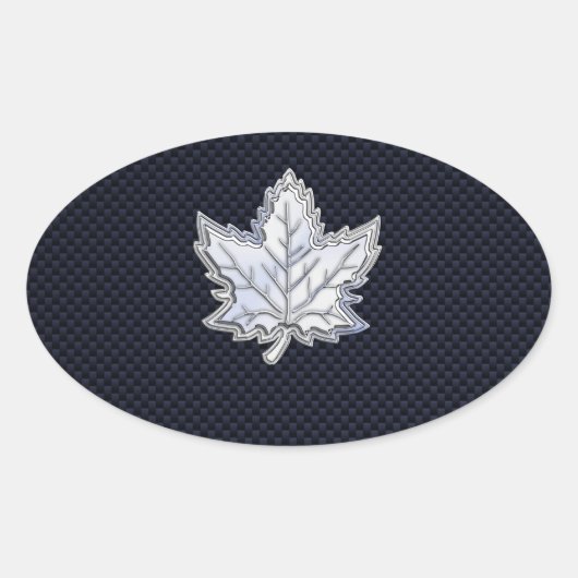 Sticker Ovale Chrome Comme Maple Leaf Fibres de carbone Impressi (Devant)