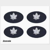 Sticker Ovale Chrome Comme Maple Leaf Fibres de carbone Impressi (Feuille)