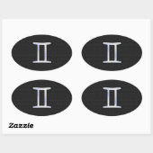 Sticker Ovale Chrome Comme Symbole Zodiac Gemini (Feuille)