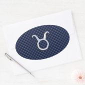 Sticker Ovale Chrome Comme Taurus Zodiac Signe Bleu Carbone Impr (Enveloppe)