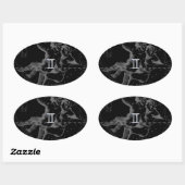 Sticker Ovale Chrome d'argent comme Gemini Zodiac Connexion Heve (Feuille)