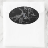 Sticker Ovale Chrome d'argent comme Gemini Zodiac Connexion Heve (Sac)