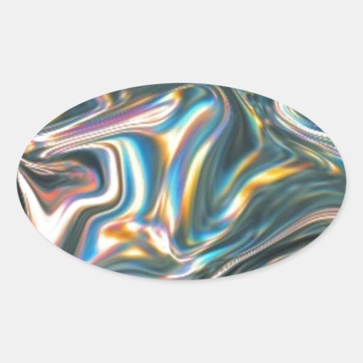 Sticker Ovale Chrome holographique (Devant)