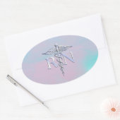 Sticker Ovale Chrome Style RN Caduceus Médicale Mère Pearl Look (Enveloppe)