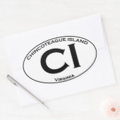 Sticker Ovale CI - Logo ovale de Chincoteague Island (Enveloppe)
