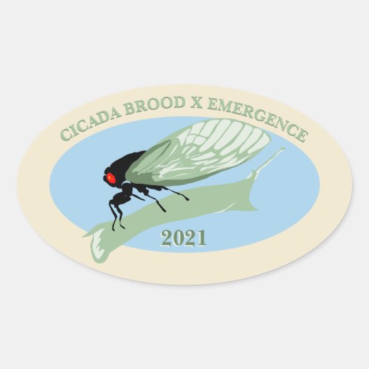 Sticker Ovale Cicada Brood X Emergence 2021 (Devant)