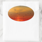 Sticker Ovale Ciel atmosphérique, coucher de soleil, oiseaux, be (Sac)