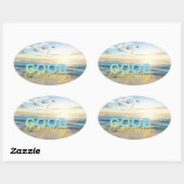 Sticker Ovale Ciel bleu du matin (Feuille)