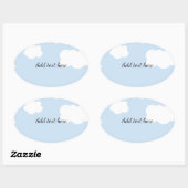 Sticker Ovale Ciel Bleu, Modèle de nuages Blancs Fluffants, (Feuille)