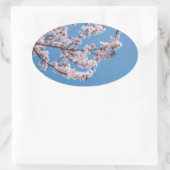 Sticker Ovale ciel de fleurs roses (Sac)