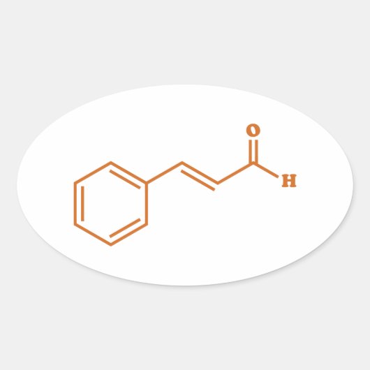 Sticker Ovale Cinnamon Cinnamaldéhyde Formule chimique moléculai (Devant)