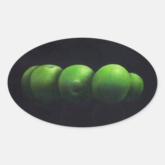 Sticker Ovale Cinq pommes vertes (Devant)