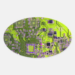 Sticker Ovale Circuit imprimé circuit imprimé circuit imprimé ca