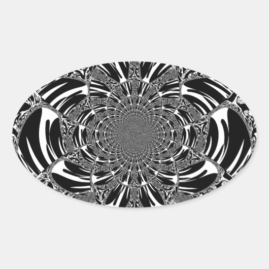 Sticker Ovale Circulaire Zebra Kaleidoscope Art (Devant)