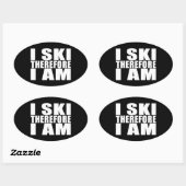 Sticker Ovale Citation Drôle Skieurs : Je Ski Donc Je Suis (Feuille)