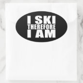 Sticker Ovale Citation Drôle Skieurs : Je Ski Donc Je Suis (Sac)