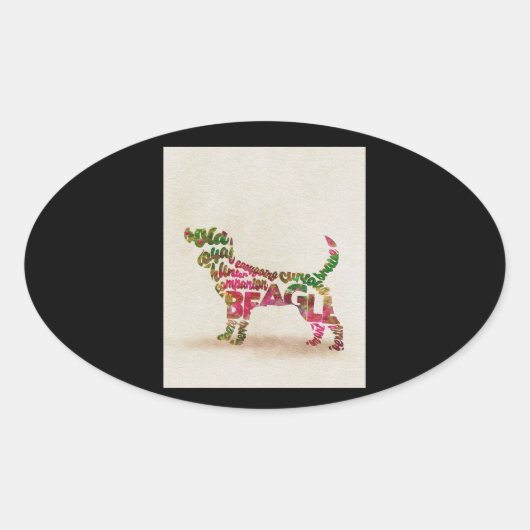 Sticker Ovale Cités de chiens beagles (Devant)
