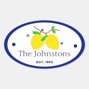 Sticker Ovale Citrons et nom