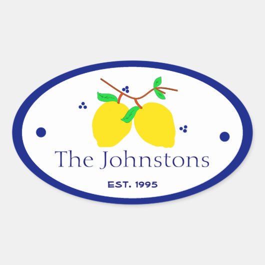Sticker Ovale Citrons et nom (Devant)