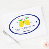Sticker Ovale Citrons et nom (Enveloppe)