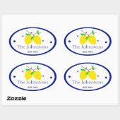Sticker Ovale Citrons et nom (Feuille)