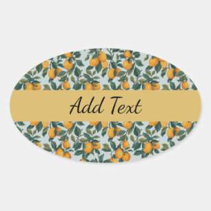 Sticker Ovale Citrons sur Branches