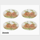 Sticker Ovale Citrouille d'esquisse d'aquarelle d'origine (Feuille)