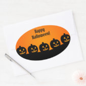 Sticker Ovale Citrouille d'Halloween Orange noir Éffrayant Silho (Enveloppe)