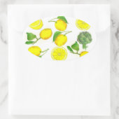 Sticker Ovale Citrus citron Fruit Aquarelle Peinture Art (Sac)