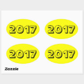 Sticker Ovale Classe d'autocollant ovale jaune 2017 par Janz (Feuille)