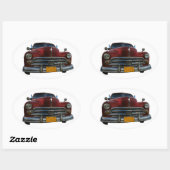 Sticker Ovale Classic American Car à Vinales, Cuba (Feuille)
