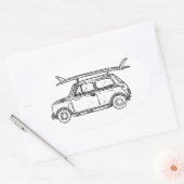 Sticker Ovale Classic Beach Mini Cooper (Enveloppe)