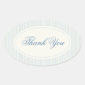 Sticker Ovale Classic Light Blue Stripes Thank You Wedding (Devant)