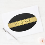 Sticker Ovale Classy Faux Gold Stripe & Black Arrière - plan ou  (Enveloppe)