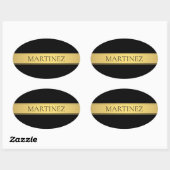 Sticker Ovale Classy Faux Gold Stripe & Black Arrière - plan ou  (Feuille)