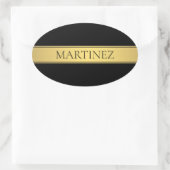 Sticker Ovale Classy Faux Gold Stripe & Black Arrière - plan ou  (Sac)