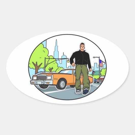 Sticker Ovale Claude - GTA 3 (Devant)