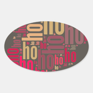 Sticker Ovale Claus mot du Père Noël Ho Ho Ho