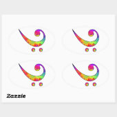 Sticker Ovale Clé de basse colorée (Feuille)