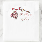 Sticker Ovale Clé de mon coeur ~ Rouge (Sac)