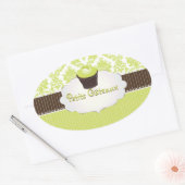 Sticker Ovale Clé PixDezines cupcake+damask/do-it-yourself coule (Enveloppe)