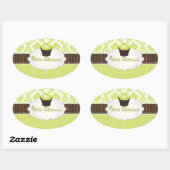 Sticker Ovale Clé PixDezines cupcake+damask/do-it-yourself coule (Feuille)