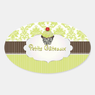 Sticker Ovale Clé PixDezines cupcake+damask/do-it-yourself coule
