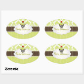Sticker Ovale Clé PixDezines cupcake+damask/do-it-yourself coule (Feuille)