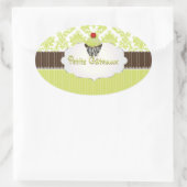 Sticker Ovale Clé PixDezines cupcake+damask/do-it-yourself coule (Sac)